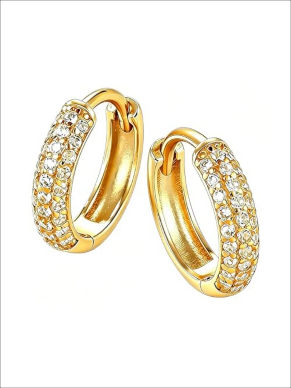 14K Gold Plated Hypoallergenic Huggie Hoop Earrings Cubic Zirconia